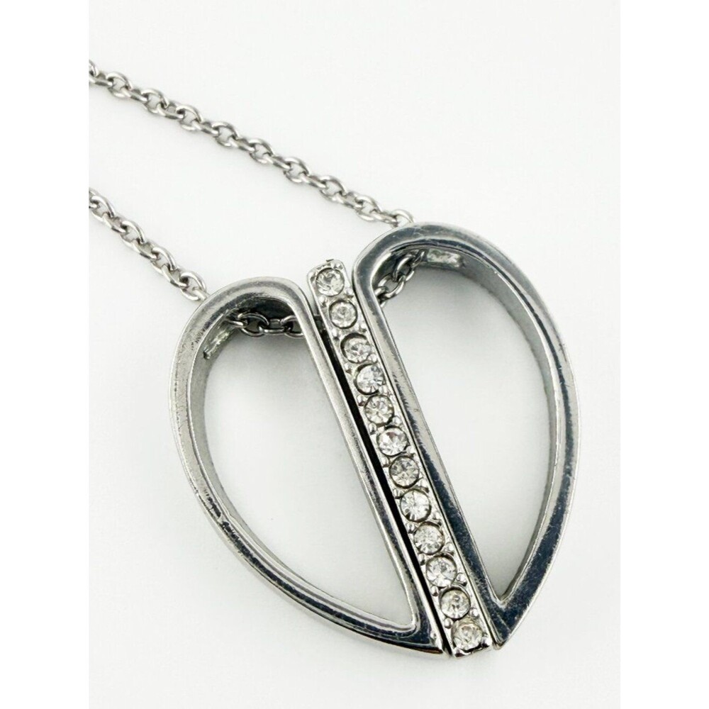 Trinity Cross Hidden Cross Heart Necklace Silver Tone Crystal Accent
